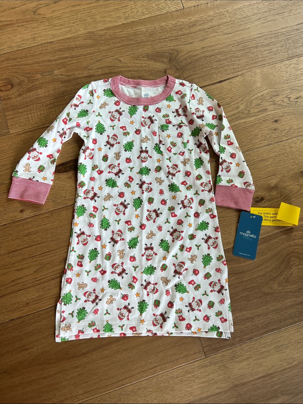 NWT Magnolia Baby White, Pink & Green Christmas Kids Nightgown